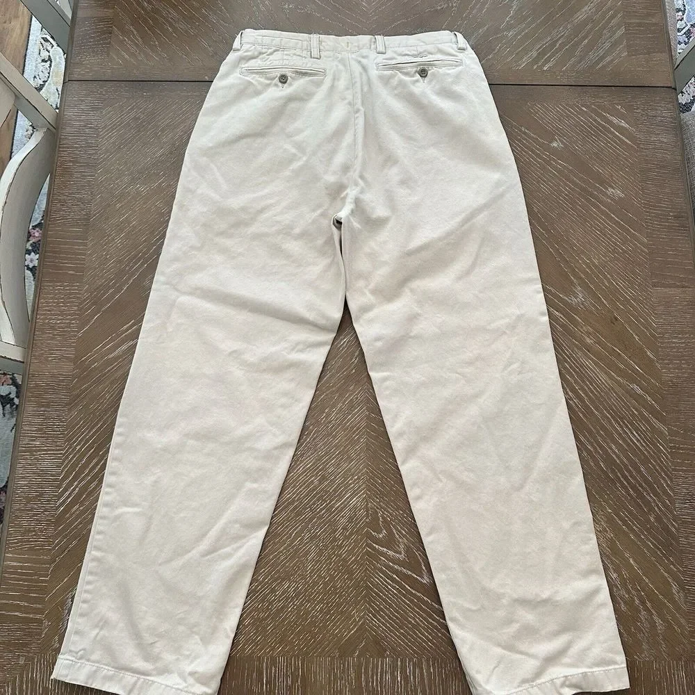 Nautica Clipper 33x32‎ KHAKI Relax Straight Chino Pants Flat Front EXCELLENT